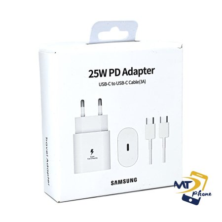 SAMSUNG (MAX25W) 25W PD ADAPTER USB-C TO USB-C CABLE(3A)  - White